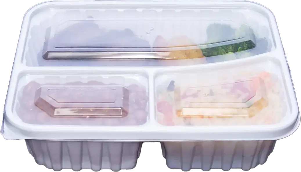 BANDEJA ADVANTY MAX BRANCA 3 DIVISÕES COM TAMPA TRANSPARENTE